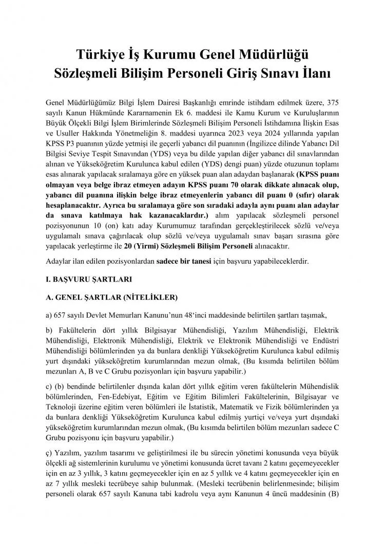 İŞKUR Personel Alım İlanı Yayınlandı!